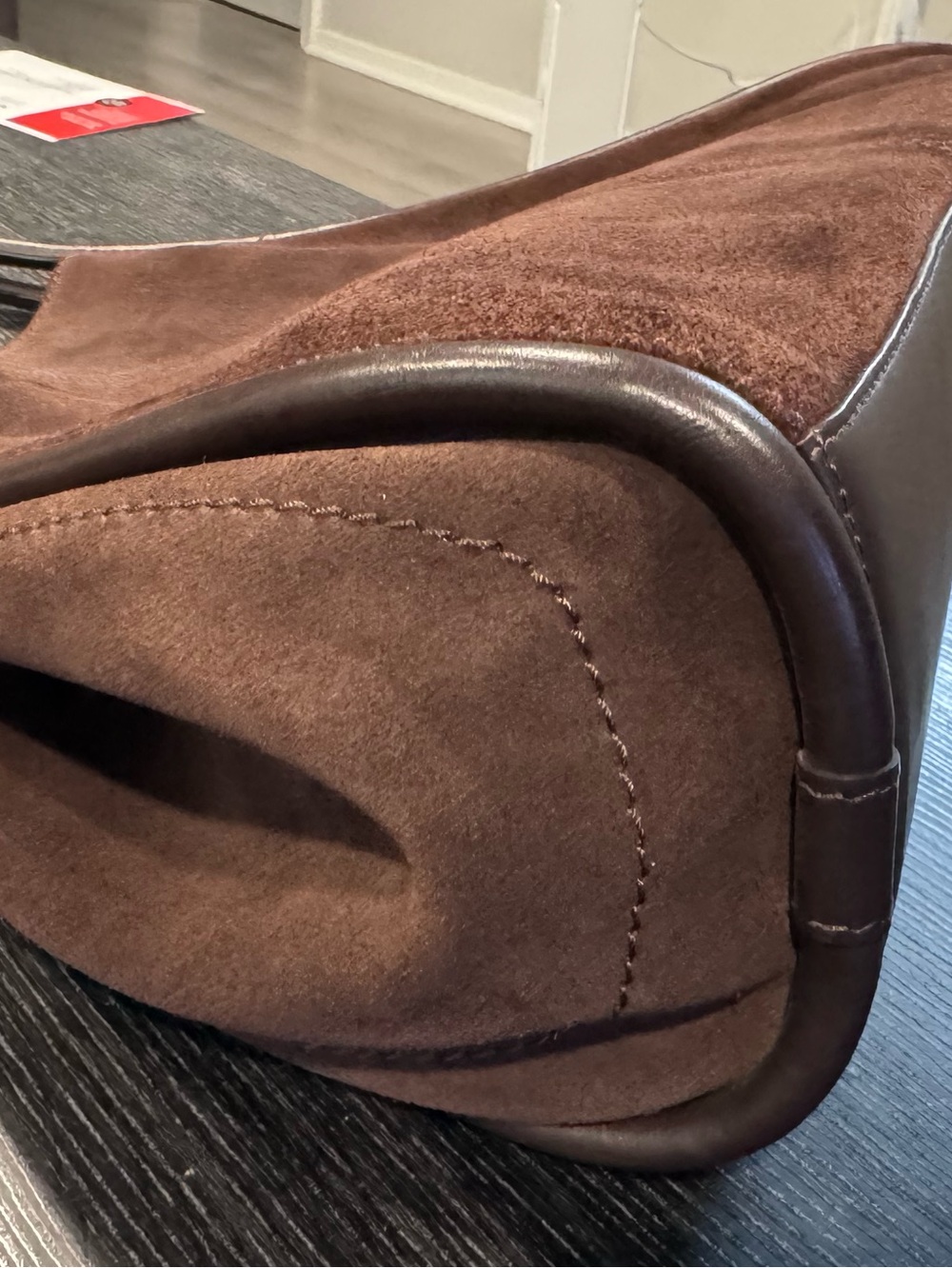 Women's Suede Tote Bag in Dark Brown - Picture 12 of 14